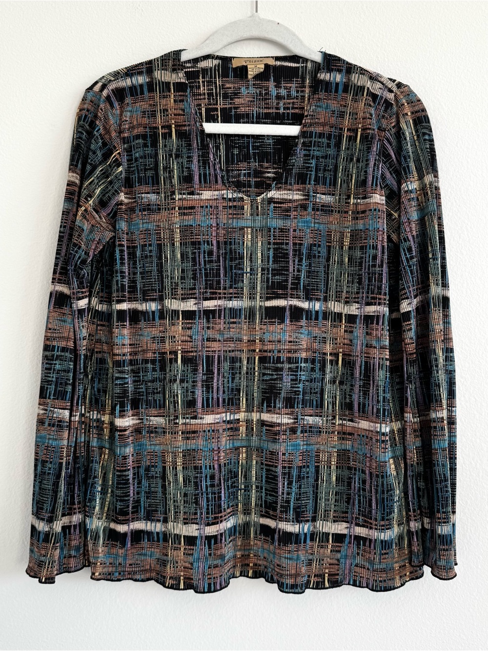 Vintage Plisse Blouse Long Sleeve Accordion Pleated